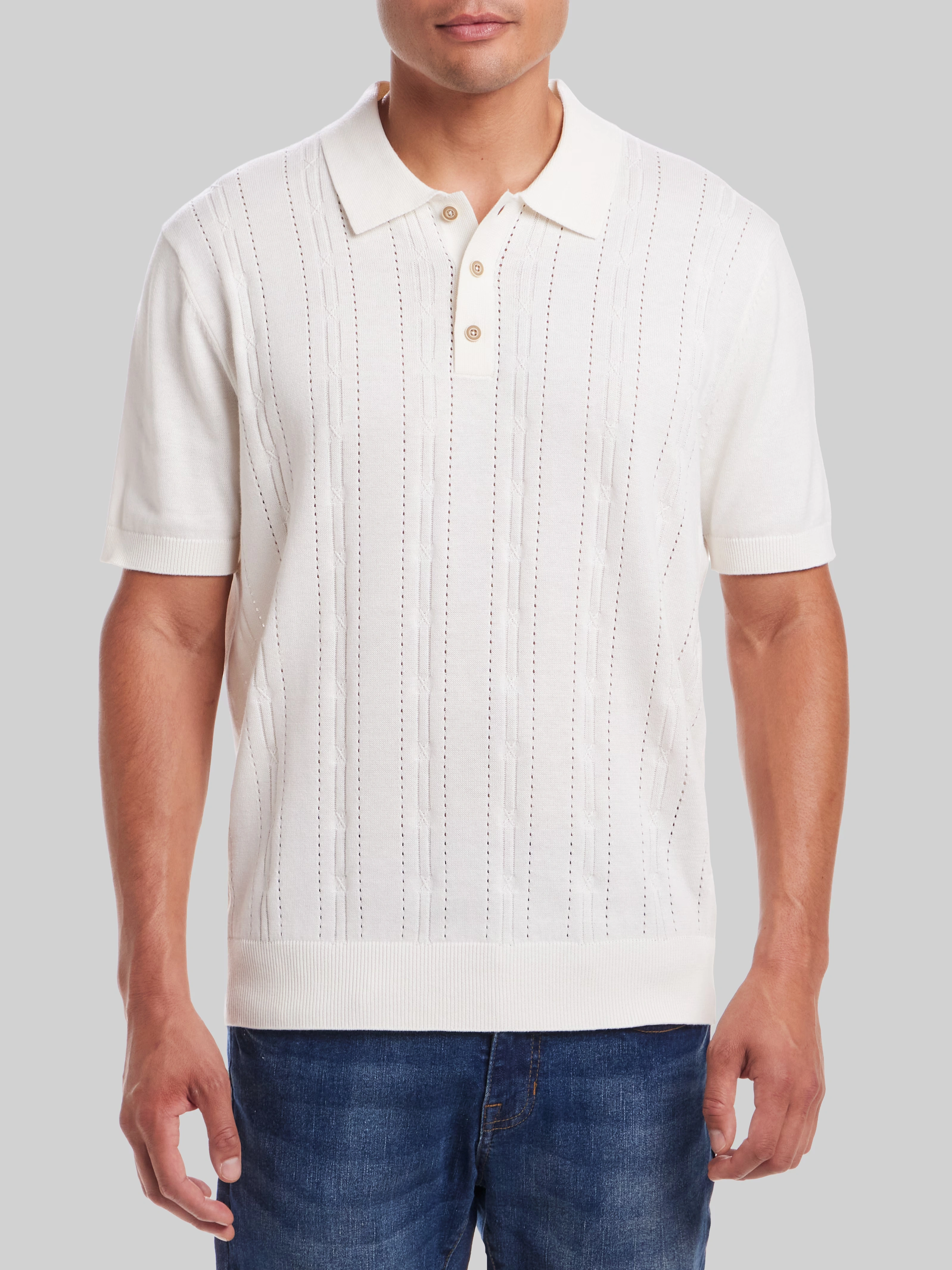Pointelle Polo Sweater