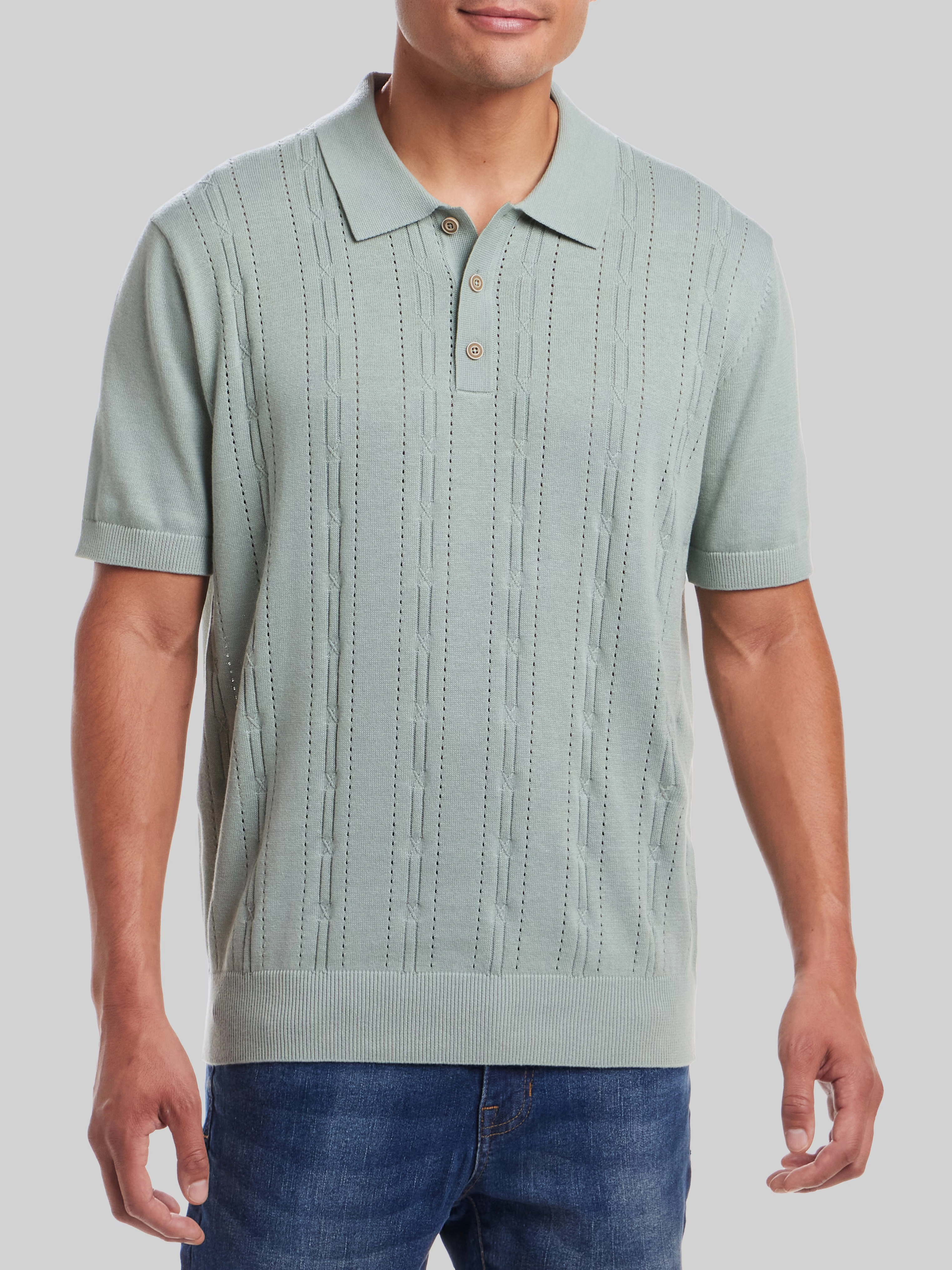 Pointelle Polo Sweater