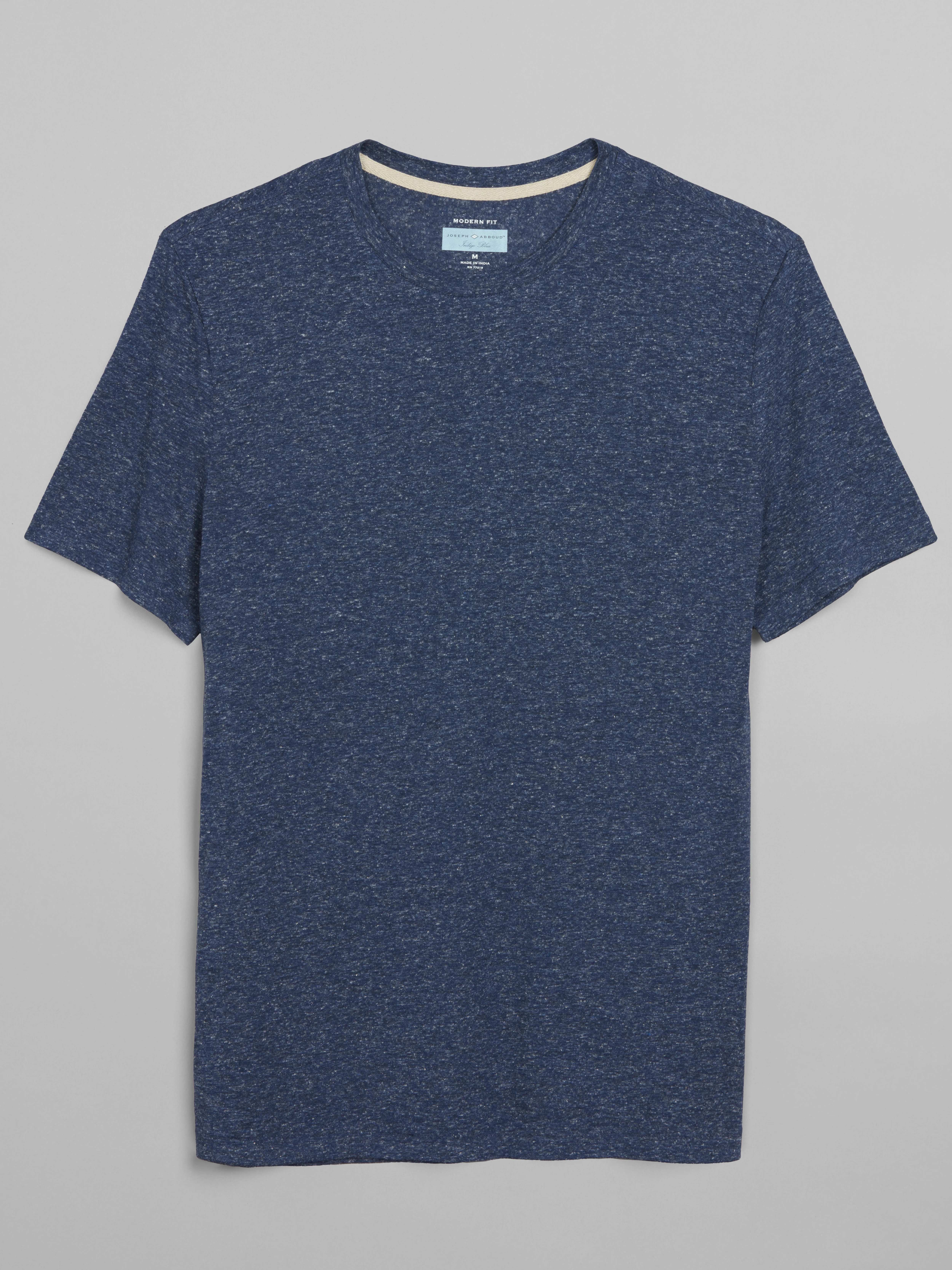 Modern Fit LInen Blend Burnout Crewneck Tee