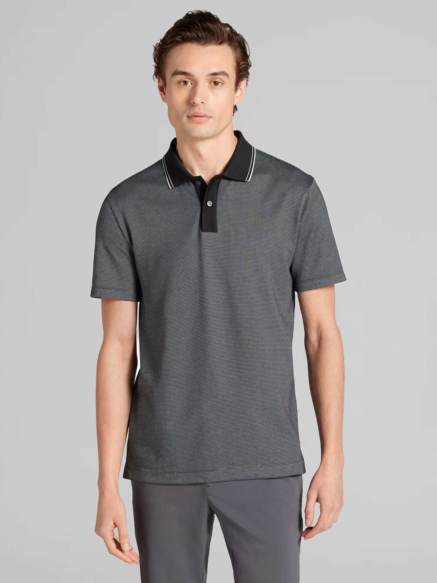 Slim Fit Grid Jacquard Polo