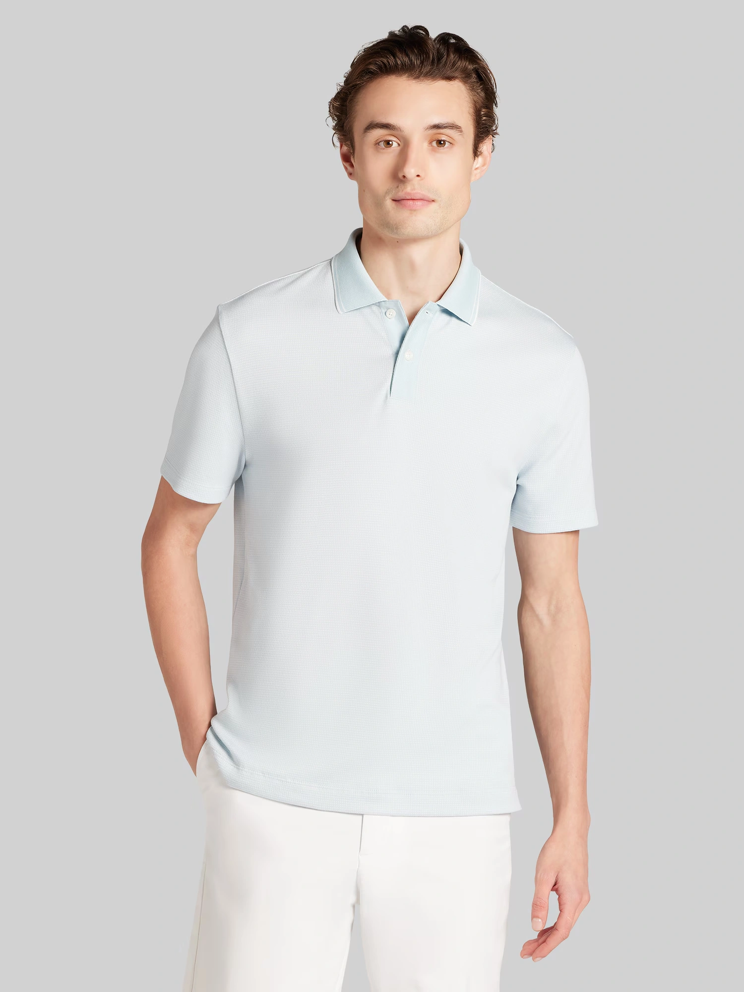 Slim Fit Grid Jacquard Polo