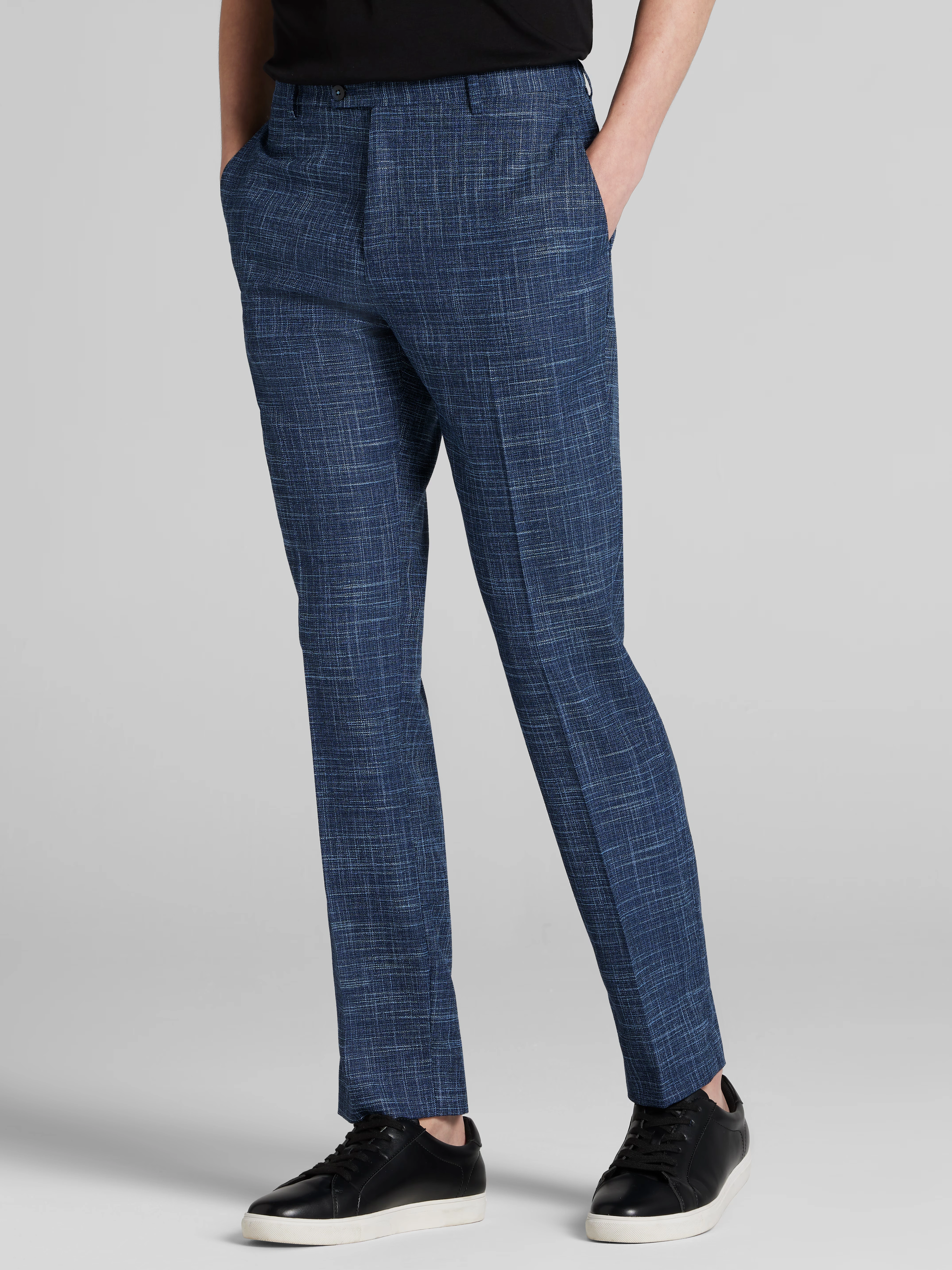 Slim Fit Textured Crosshatch Suit Pants