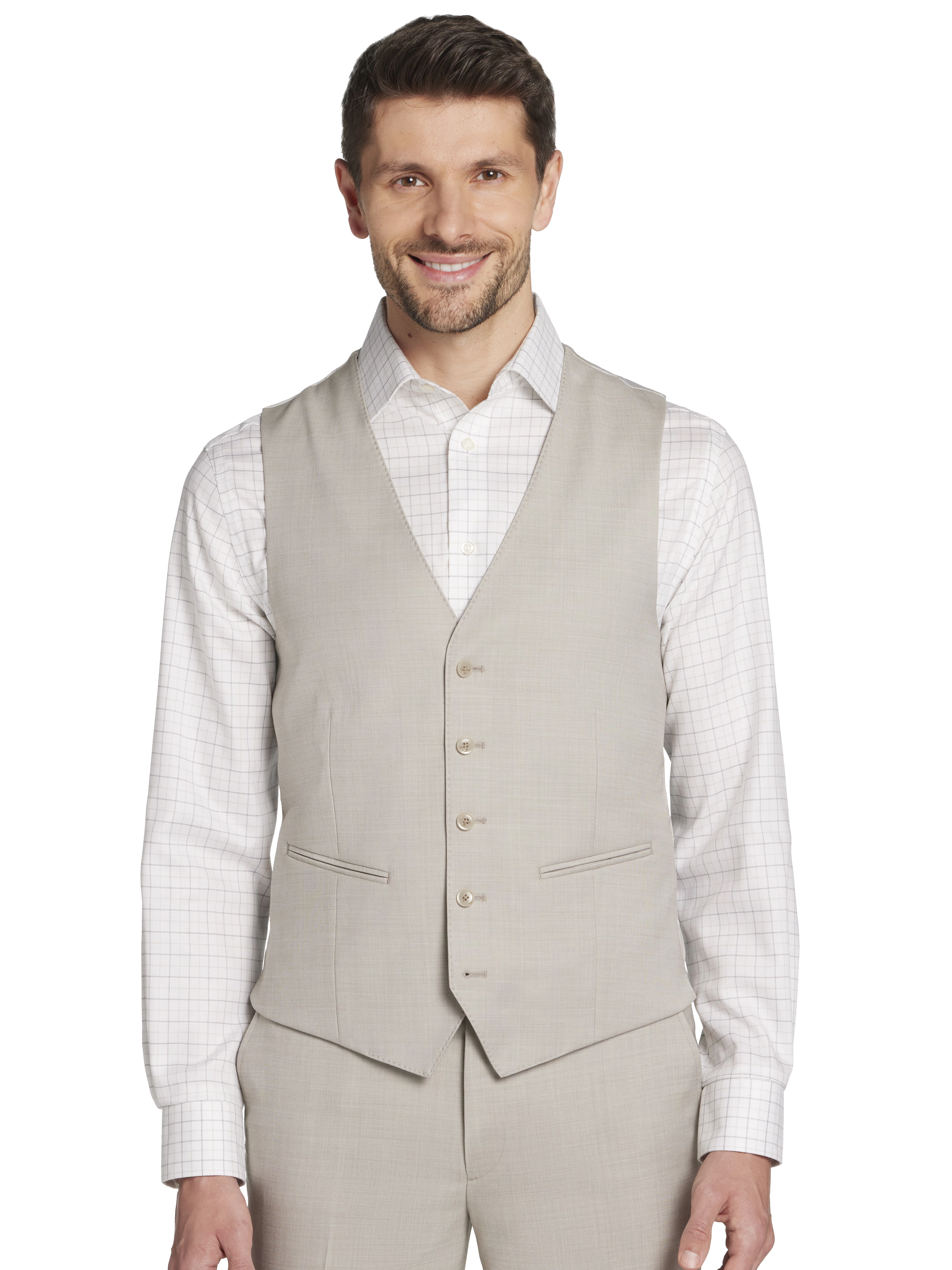 Slim Fit Wool Blend Sharkskin Suit Vest