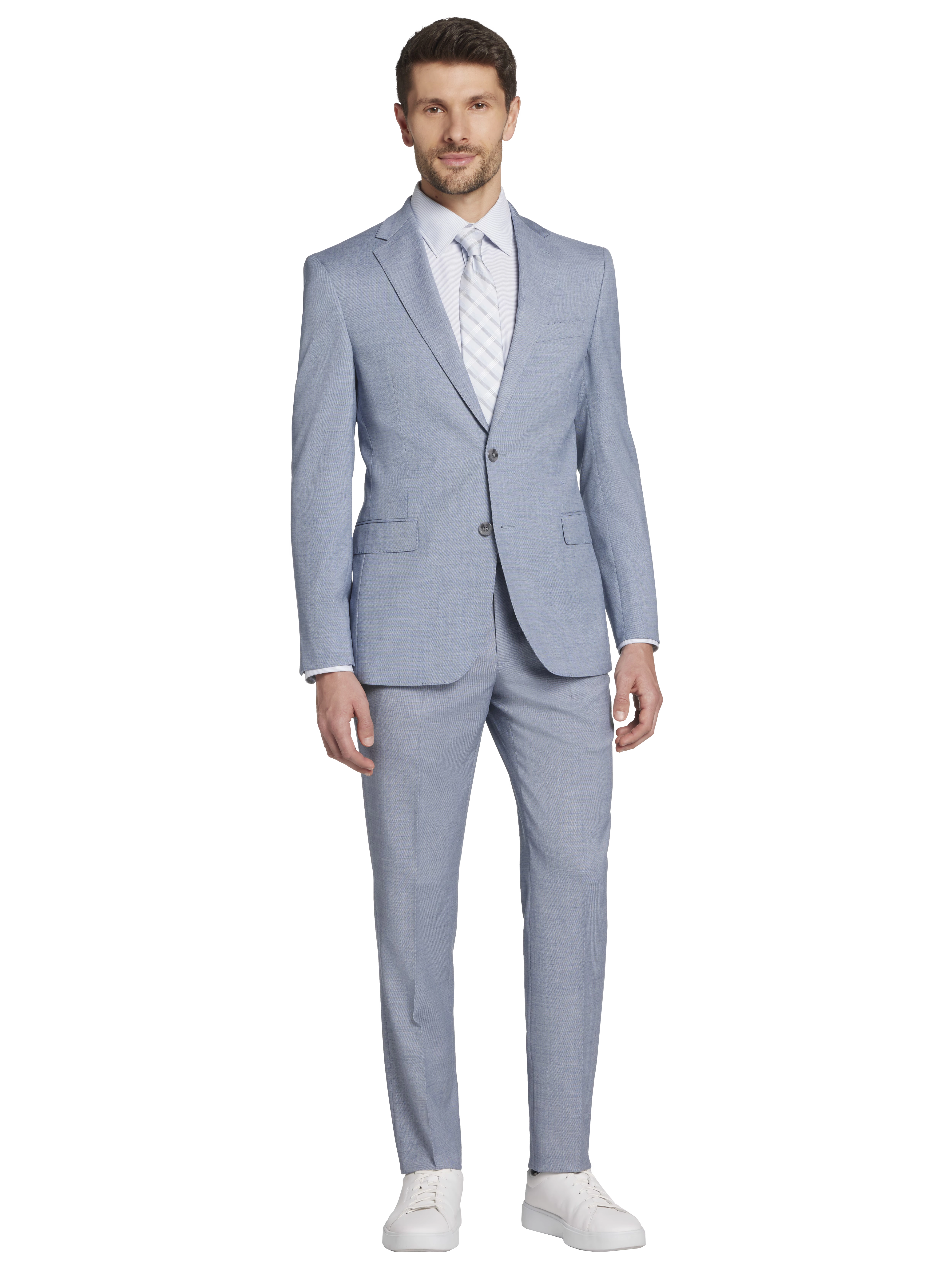 Slim Fit Wool Blend Sharkskin Suit Jacket