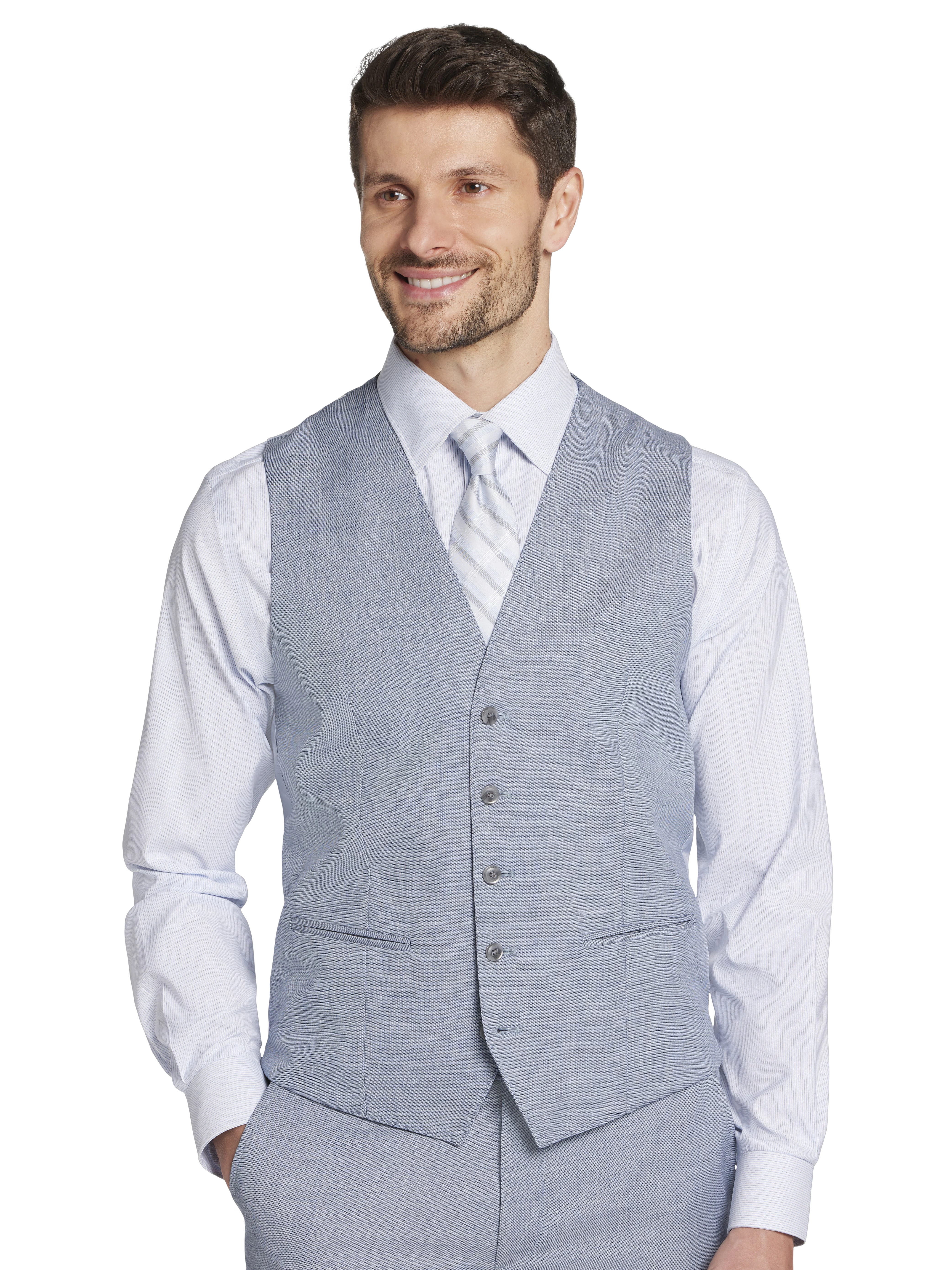 Slim Fit Wool Blend Sharkskin Suit Vest