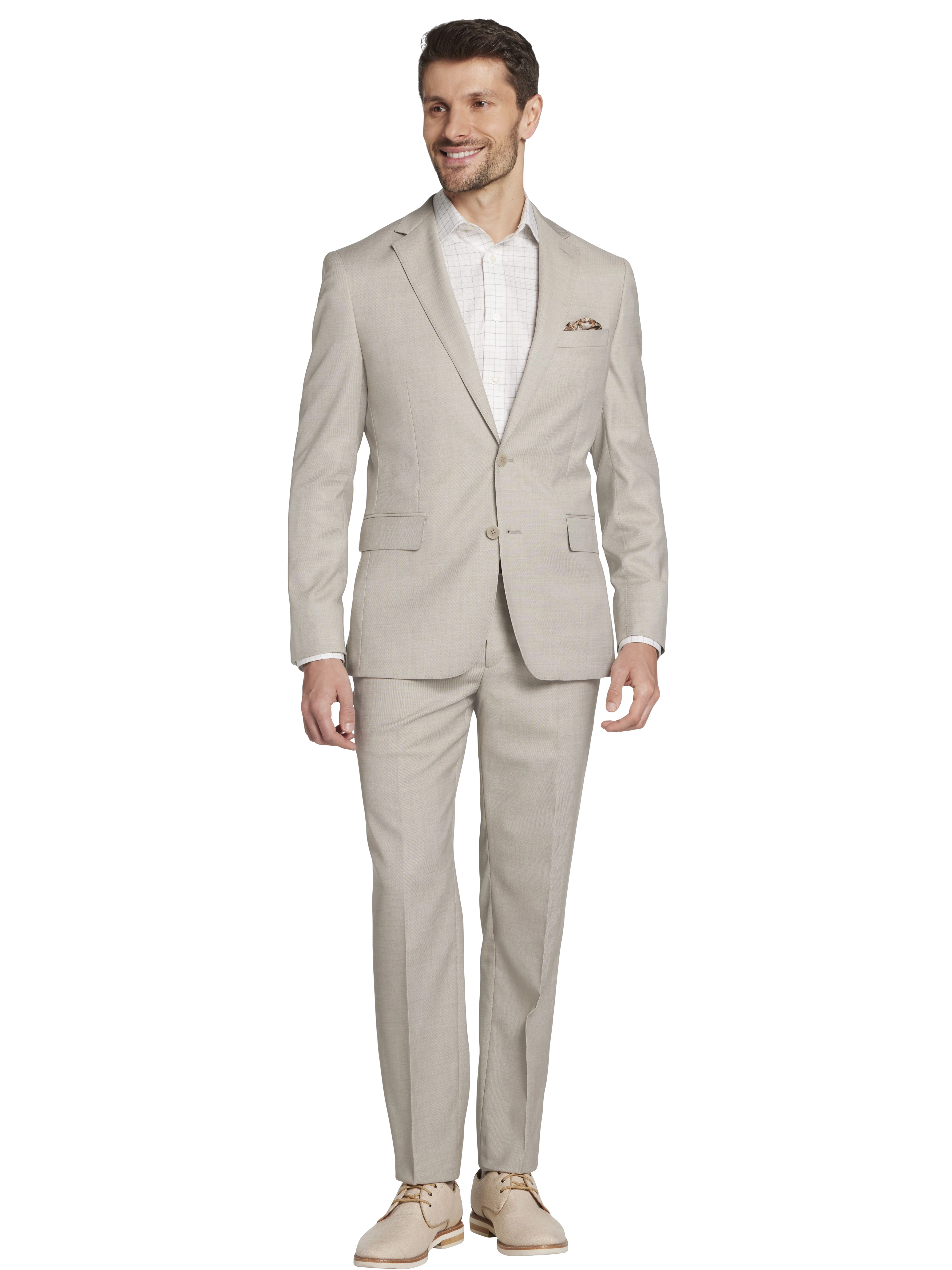 Slim Fit Wool Blend Sharkskin Suit Jacket