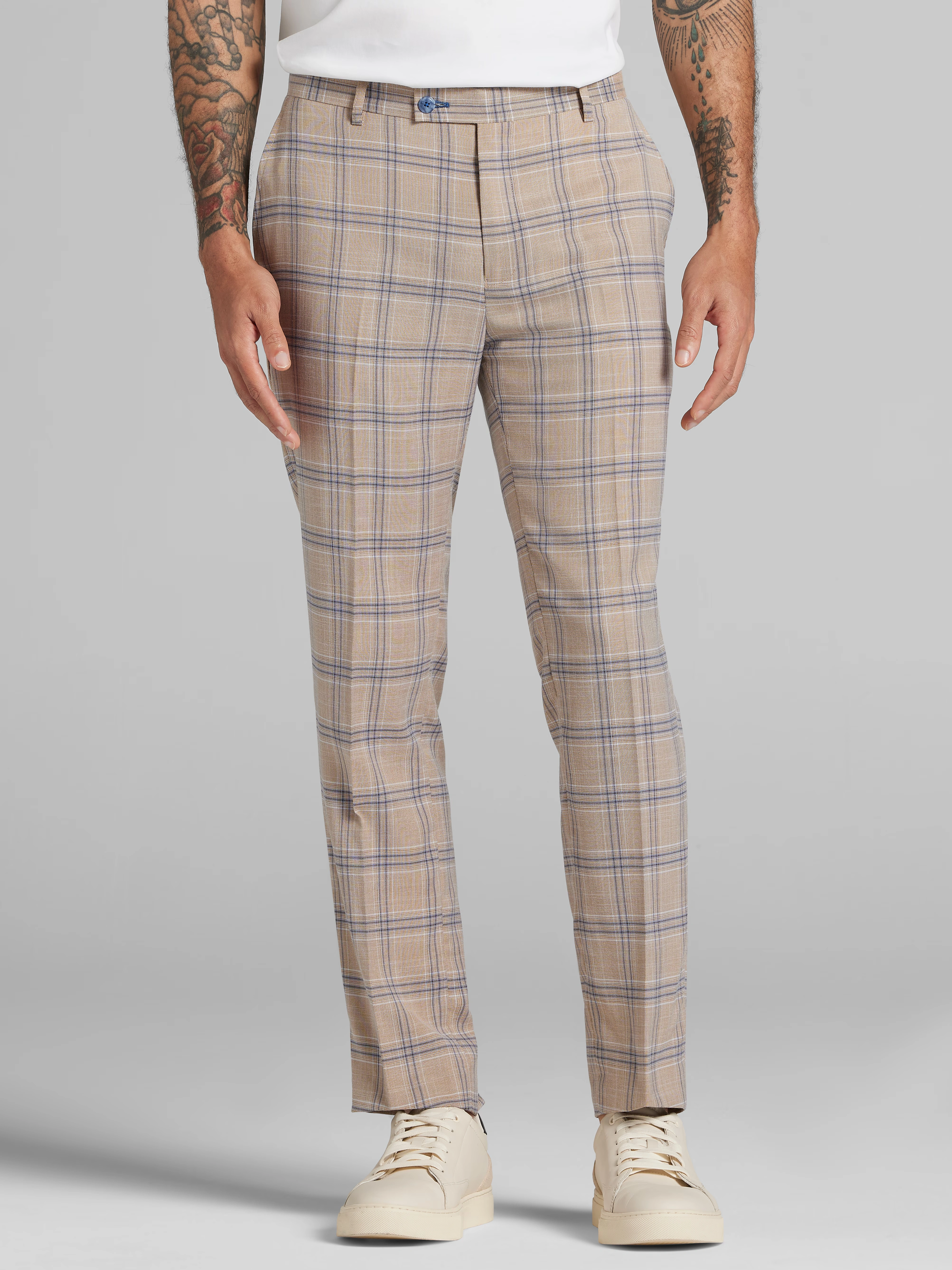 Slim Fit Windowpane Suit Pants