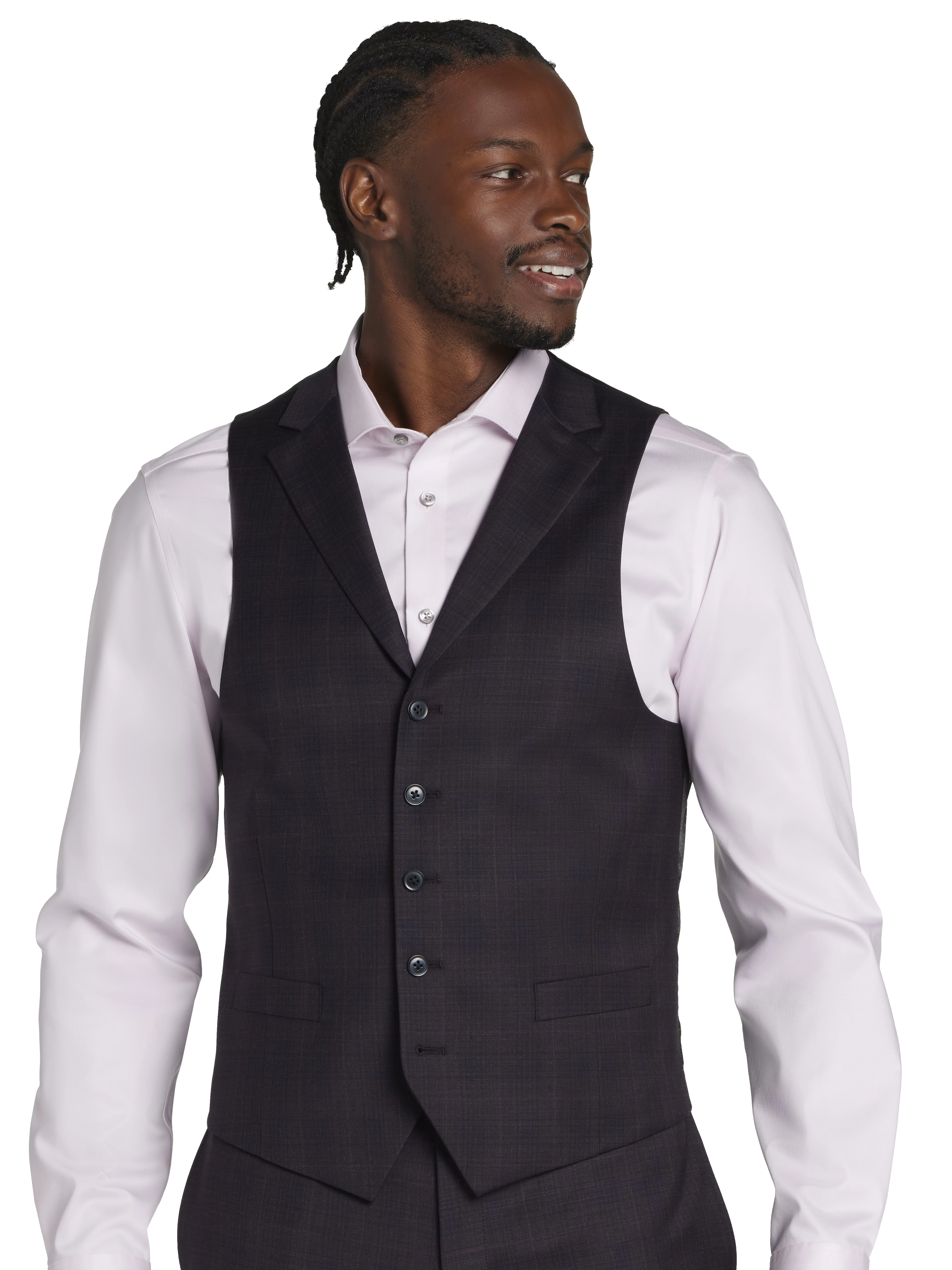 Classic Fit Wool Blend Plaid Suit Vest