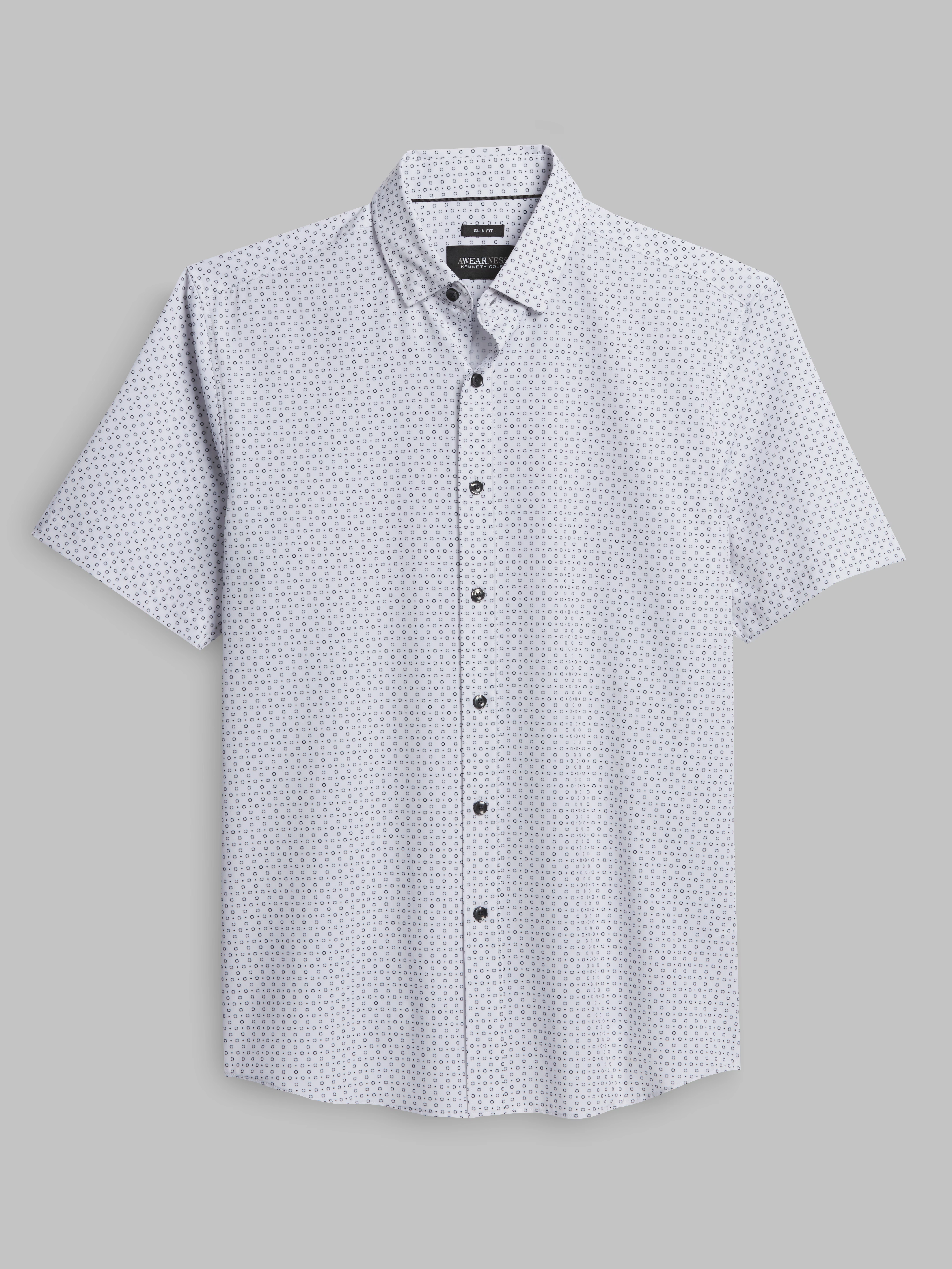 Slim Fit Short Sleeve 4-Way Stretch Button Up Shirt
