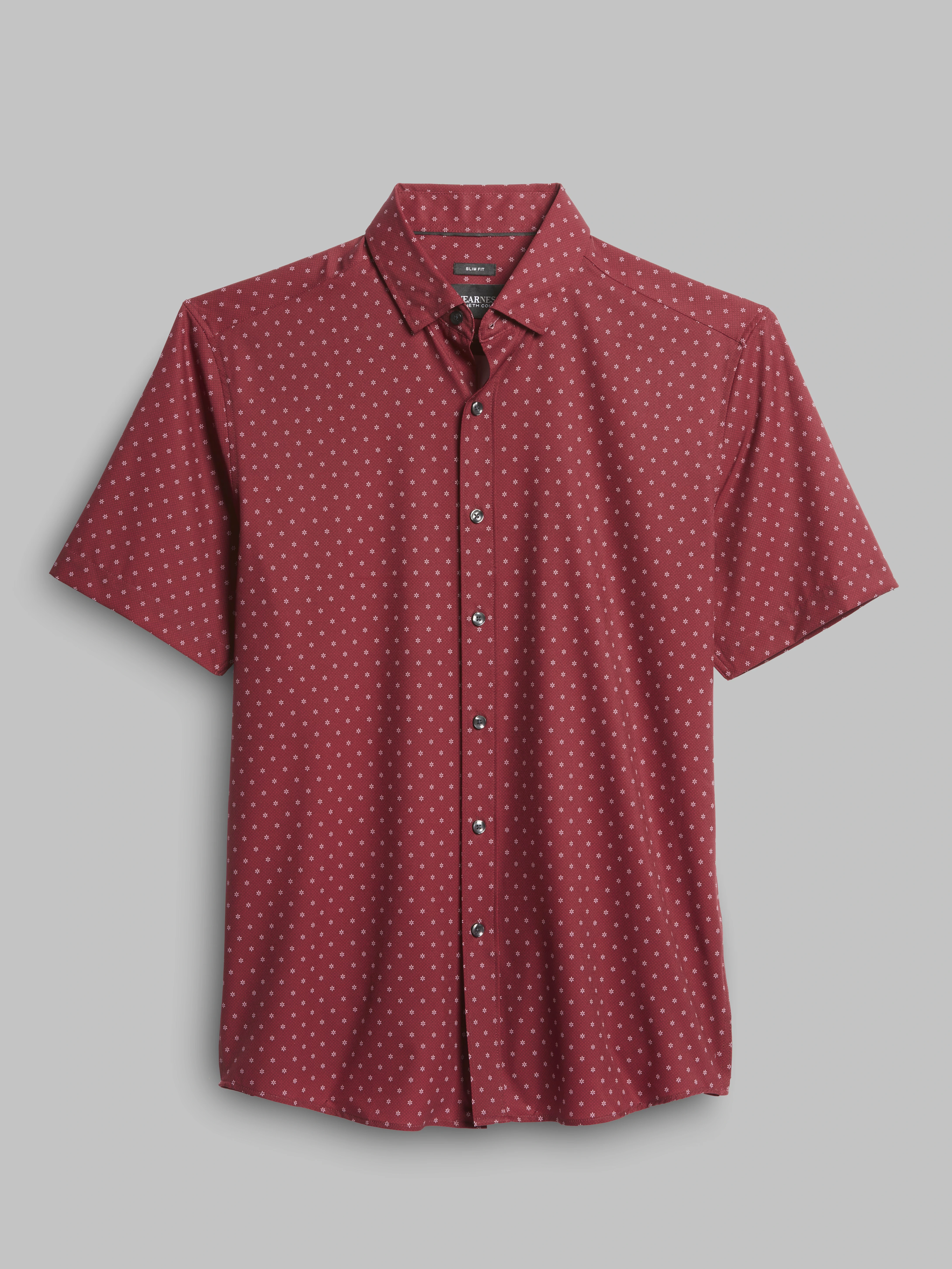 Slim Fit Short Sleeve 4-Way Stretch Button Up Shirt