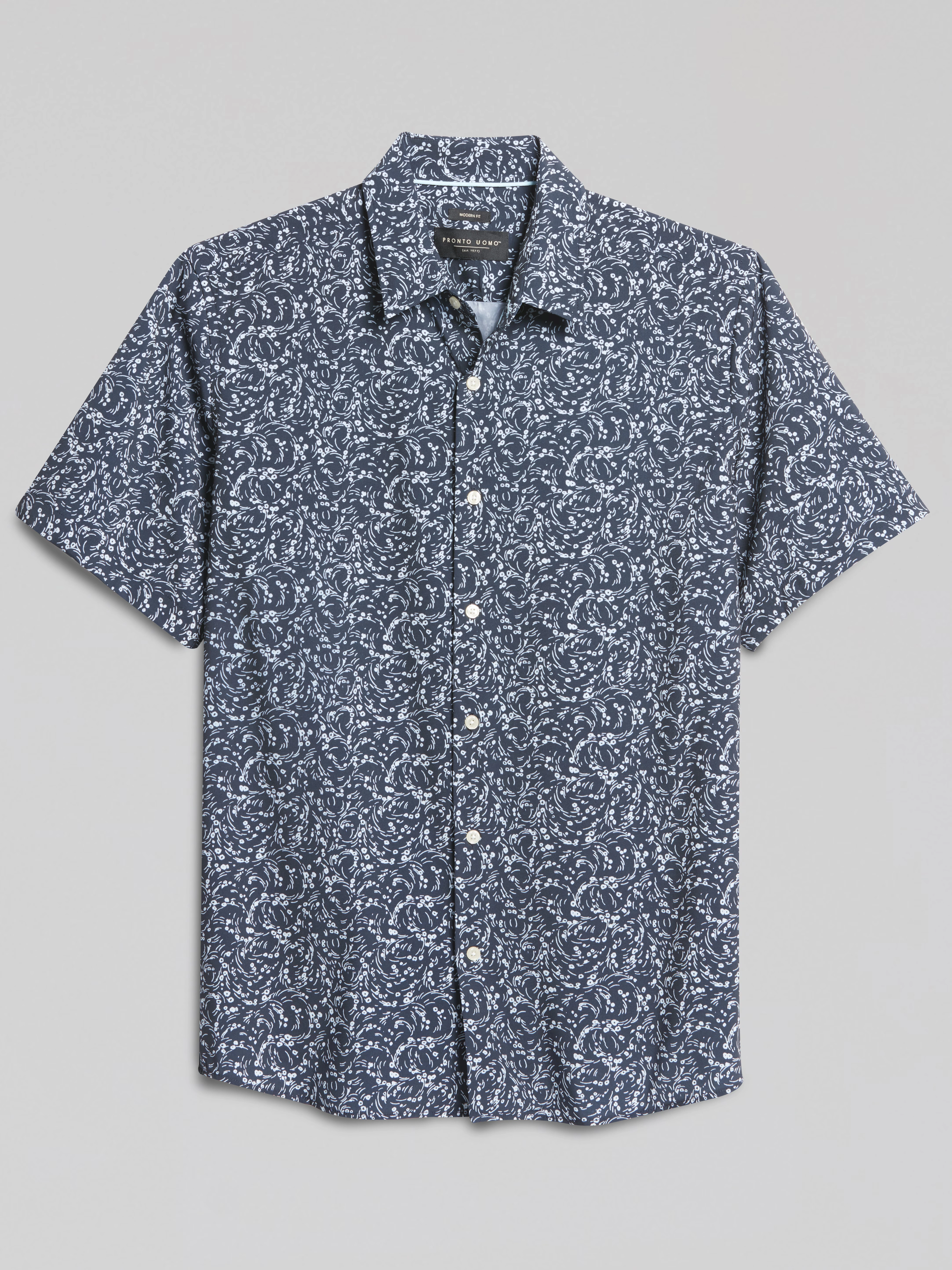 Modern Fit Short Sleeve 4-Way Stretch Button Up Shirt