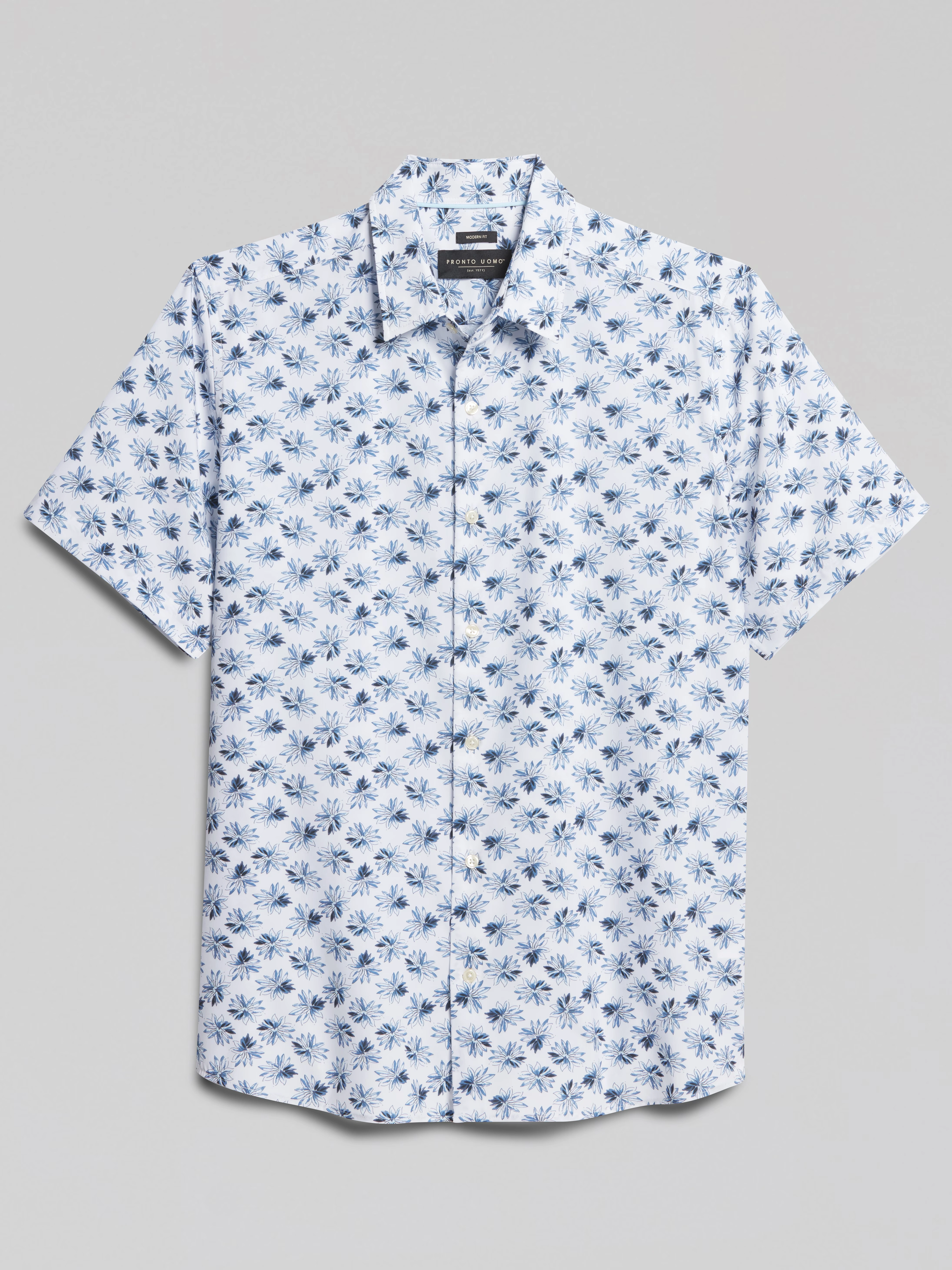 Modern Fit Short Sleeve 4-Way Stretch Button Up Shirt