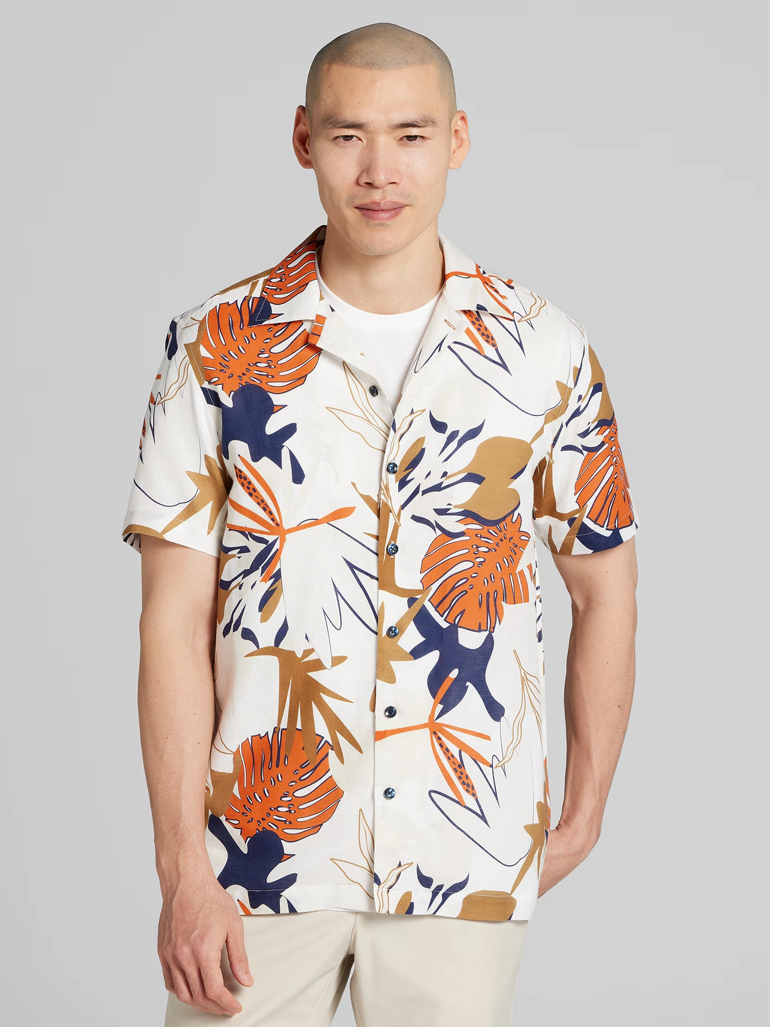 Modern Fit Short Sleeve Floral Camp Shirt