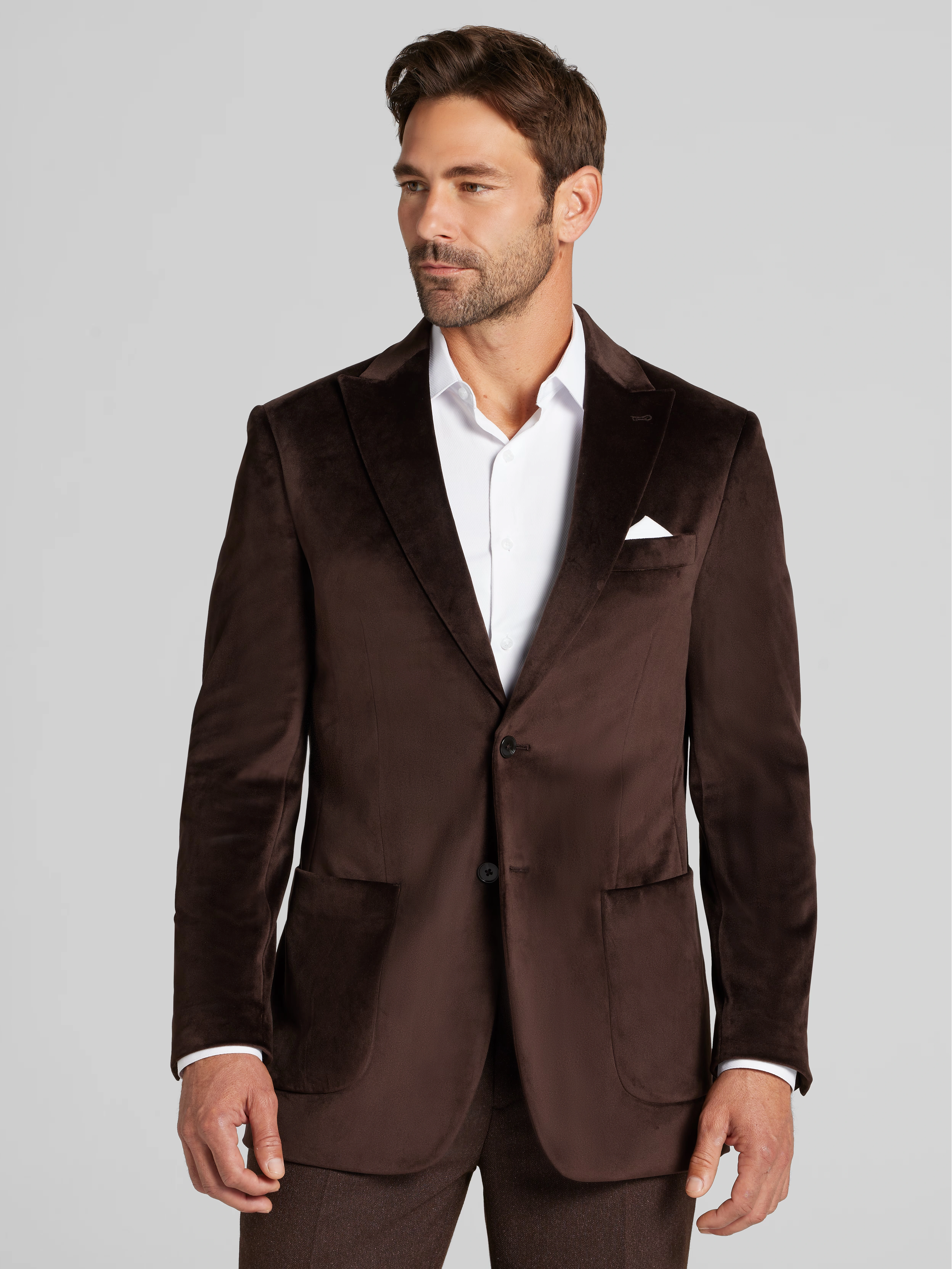 Modern Fit Peak Lapel Velvet Sport Coat