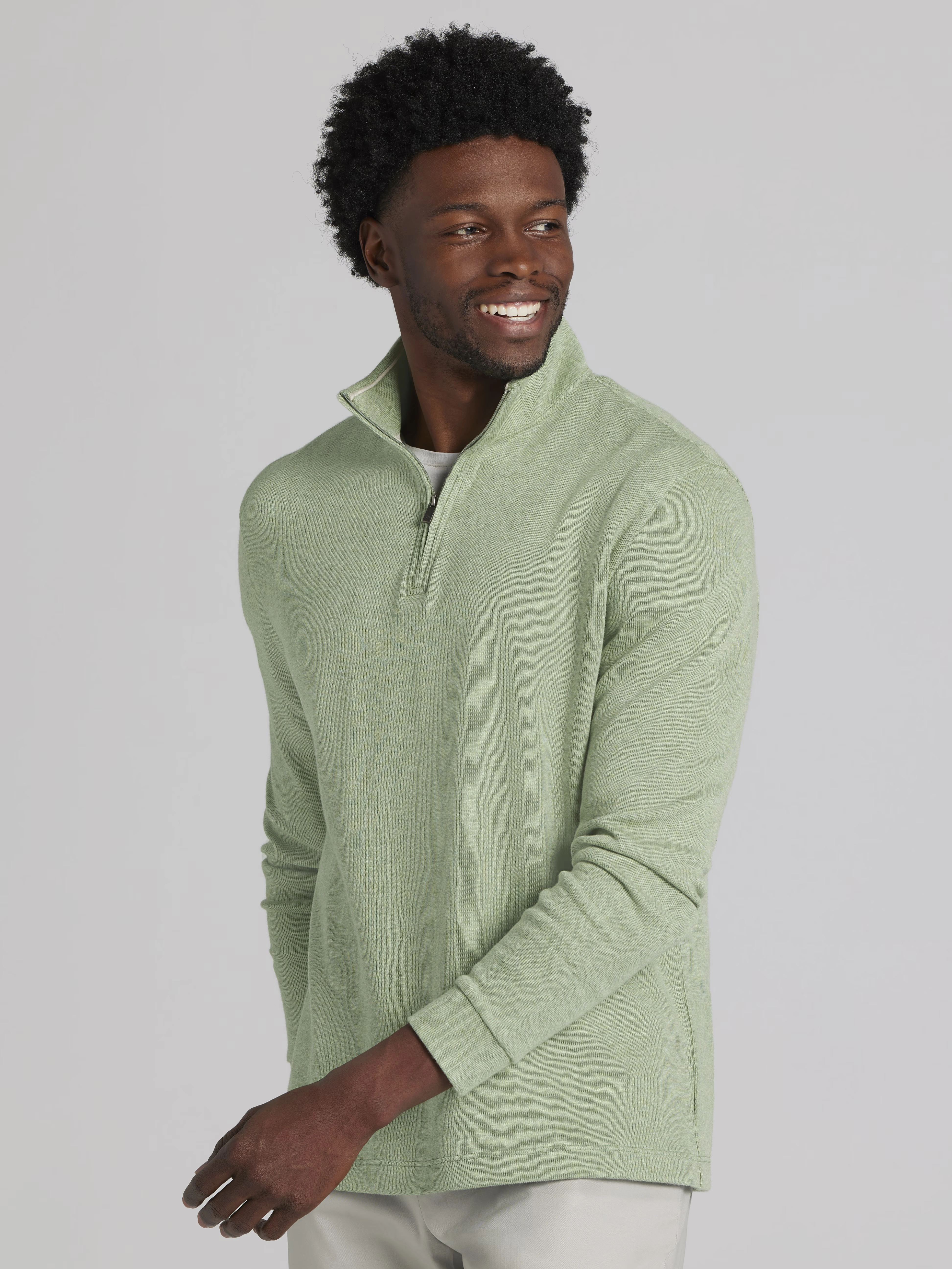 Luxe Cotton French Ribbed Quarter Zip Pullover