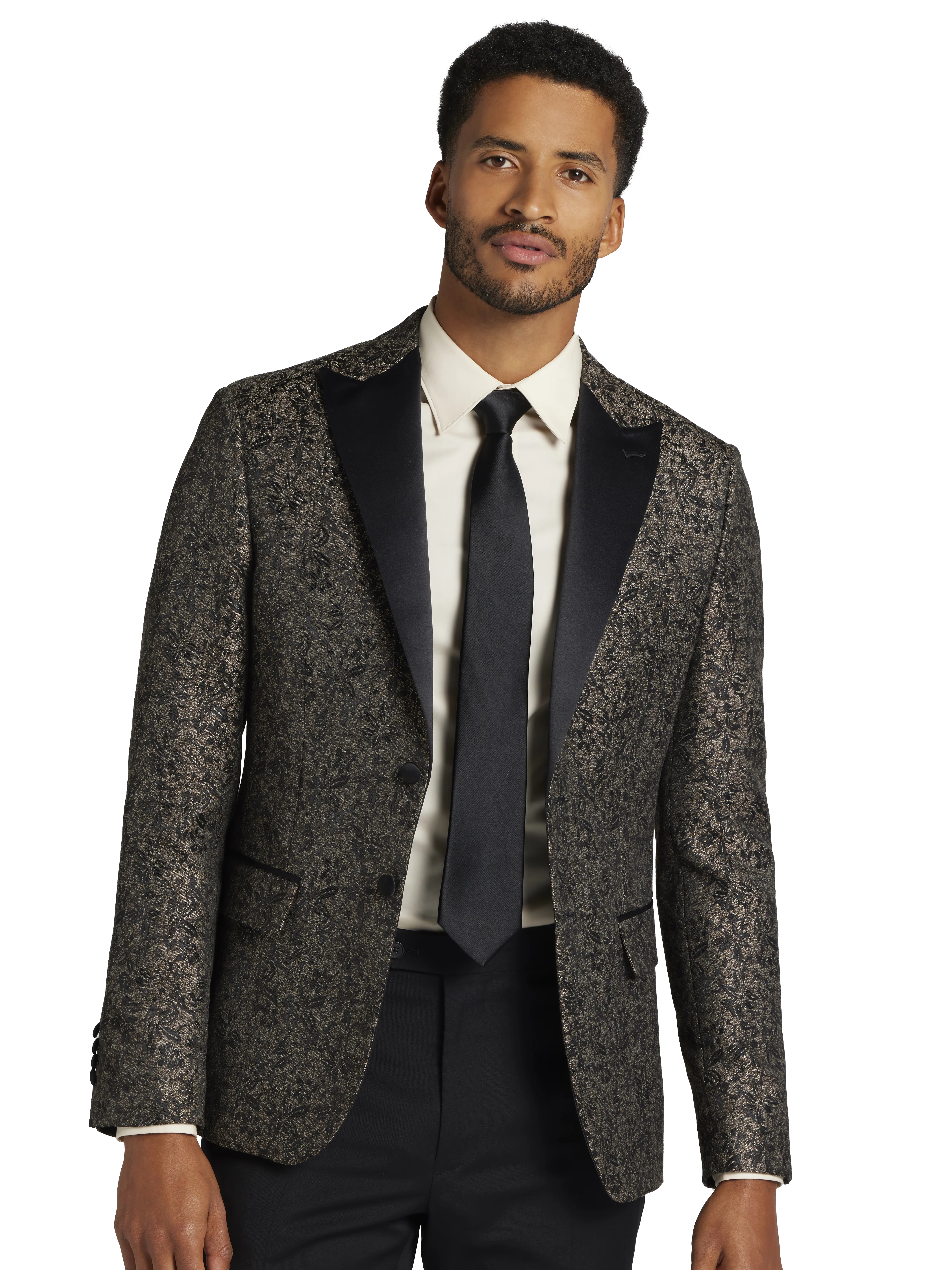 Slim Fit Floral Satin Dinner Jacket