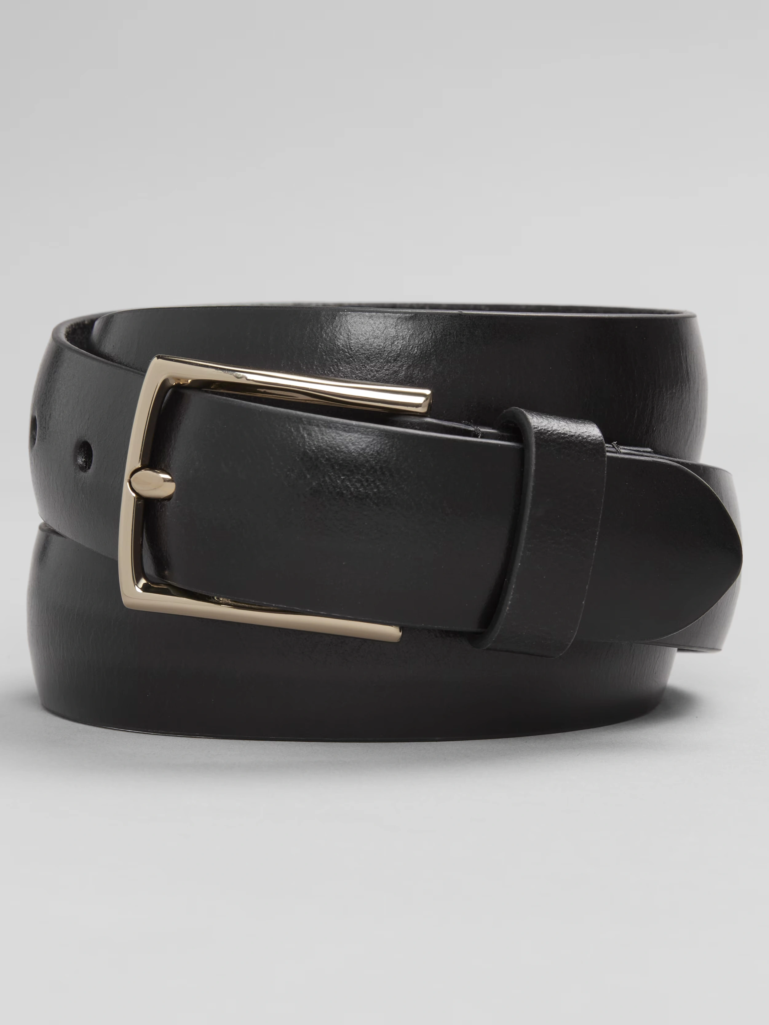 Domed Burnished Slim Leather Belt