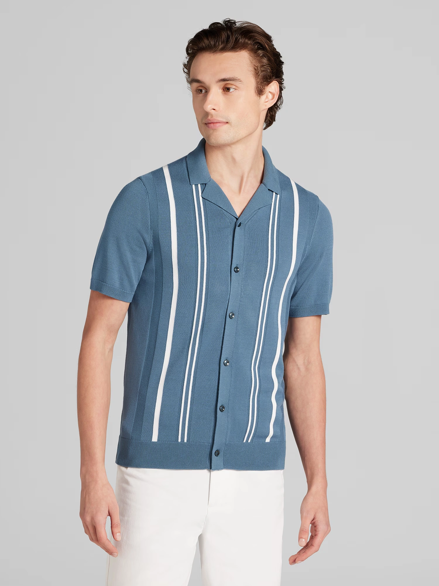 Short Sleeve Button Front Sweater